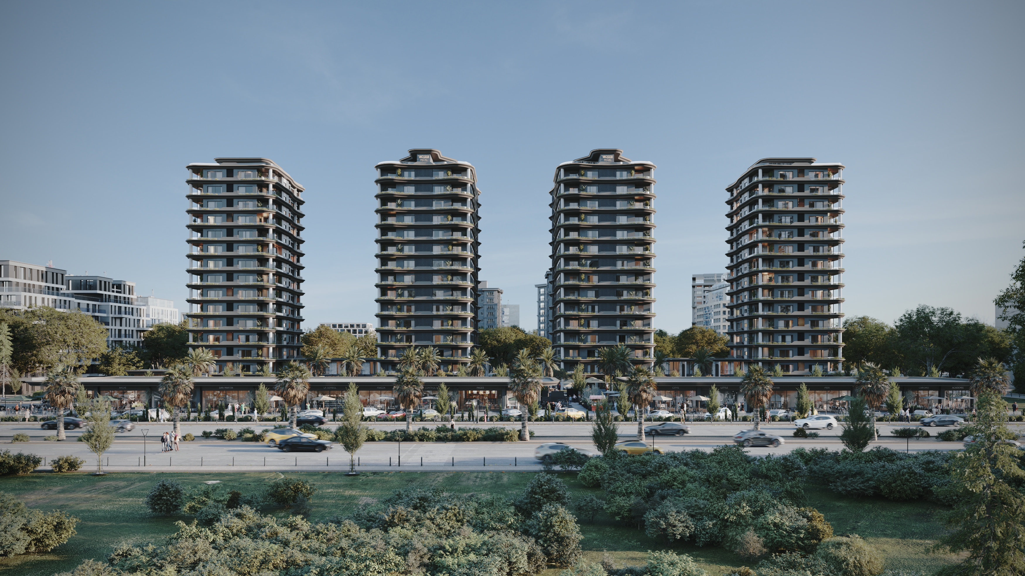 UBB Mersin Tekince Konut Kompleksi - Gündüz & Gece Aydınlatmalı Dış Cephe Görselleştirme